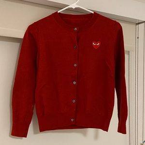Authentic COMME DES GARCONS  heart cardigan red M